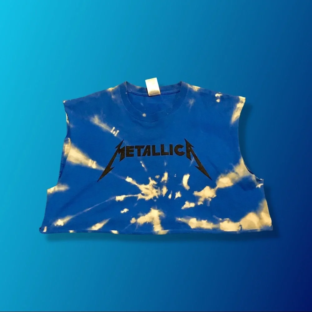 Metallica crop top tie dye blue - Picture 1 of 1